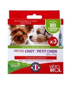 Pipettes antiparasitaires - Chiot/Petit Chien, 3 pièces